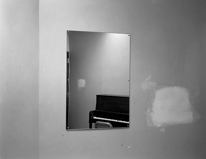 Untitled (mirror with piano and smudge), 1980-1989